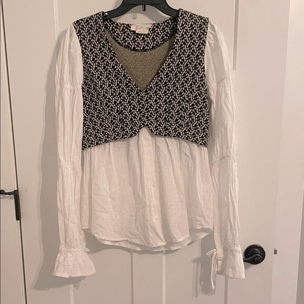 Anthropologie Black and White Layered Blouse poet
